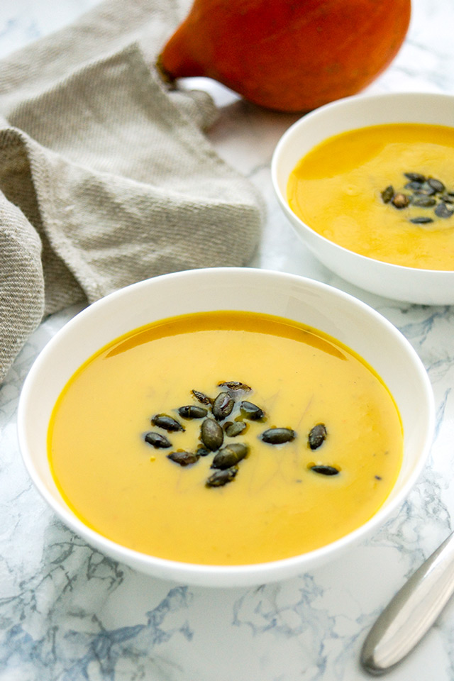 Hokkaido Kürbissuppe mit Äpfeln und Lauch Rezept